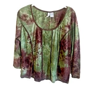 Vintage Y2K Sami Jo Velvet Burnout Fairy Grunge Renaissance Top Size XL